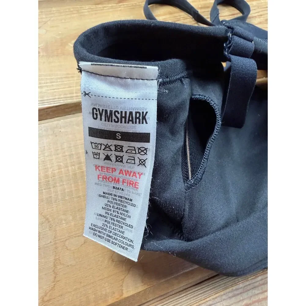 Gymshark Ruched Strappy Sports Bra Black Size Small Medium Support